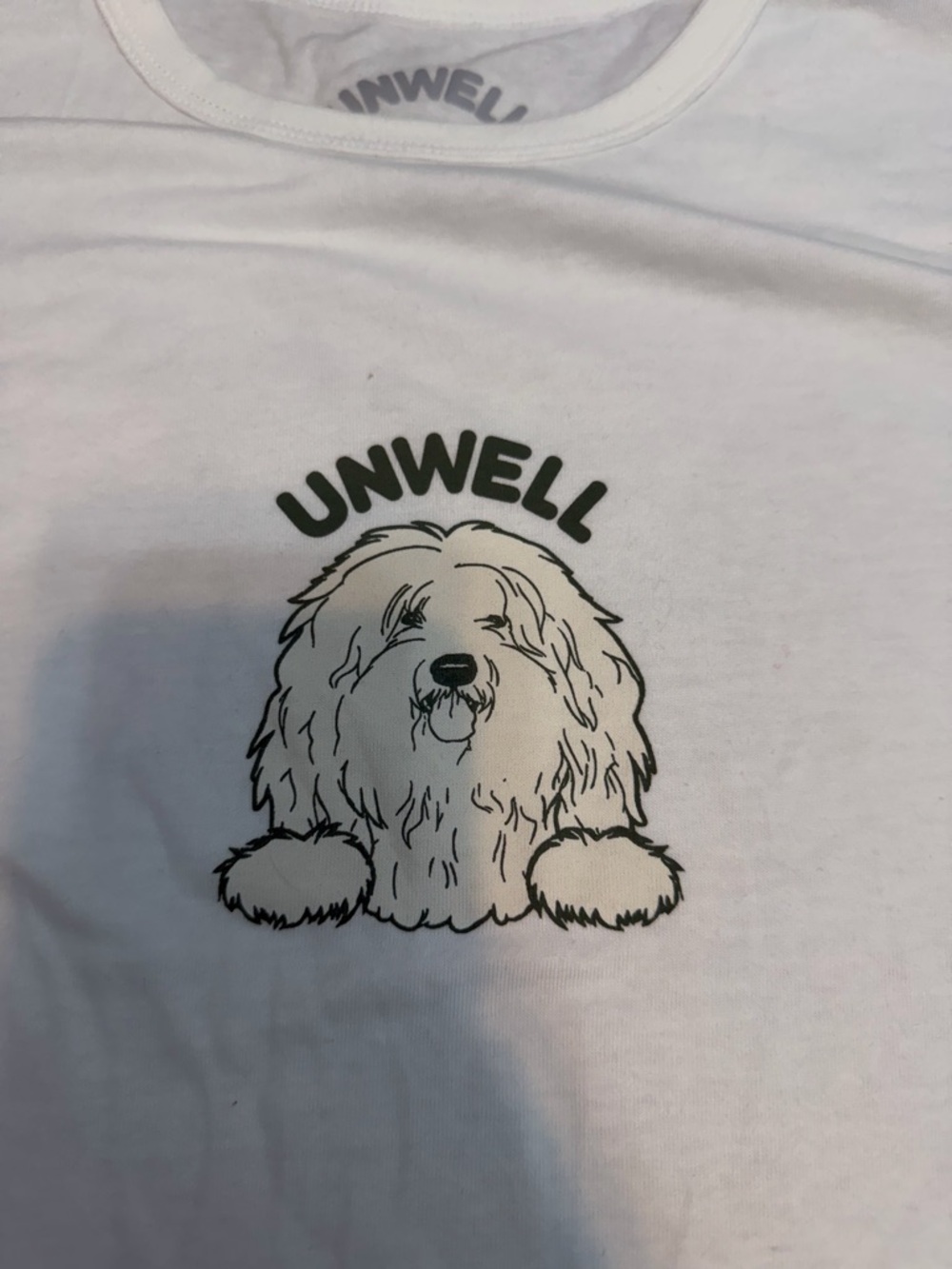 Unwell White Tee with Dog Graphic - Picture 2 of 6